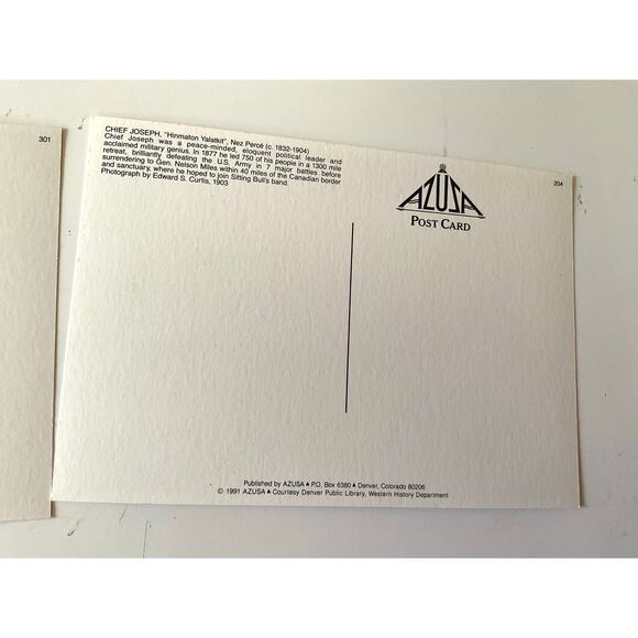 1991 & 1992 AZUSA Postcards Chief Joseph & Geronimo - Picture 6 of 9